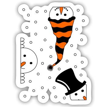 Bonhommes de neige curieux - Sticker taille S (10 x 10 cm) - blanc mat - Devant