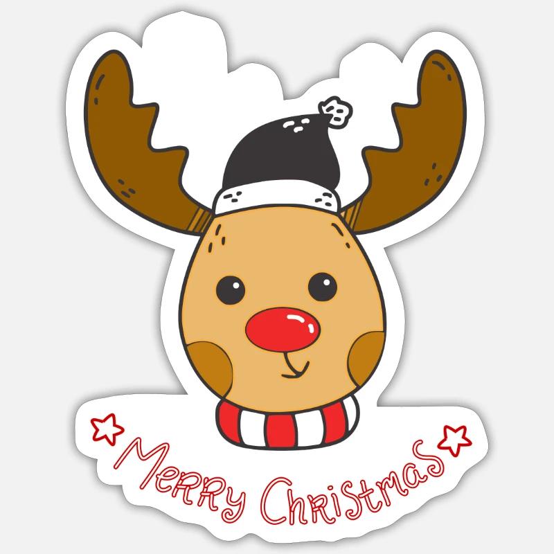Conception de Noël mignon renne Rudolph Sticker taille S (10 x 10 cm)