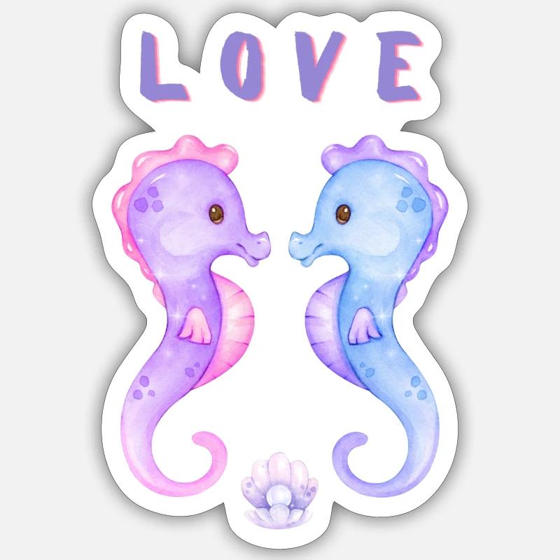 L O V E Seahorses Sticker size S (10 x 10 cm)