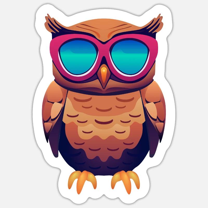coole Eule mit Sonnenbrille Sticker Größe S (10 x 10 cm)