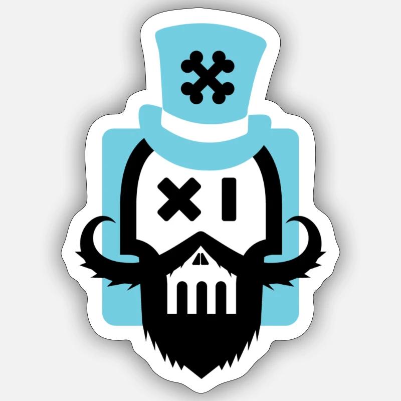 Bearded skull blue - Sticker size S (10 x 10 cm) - white matte