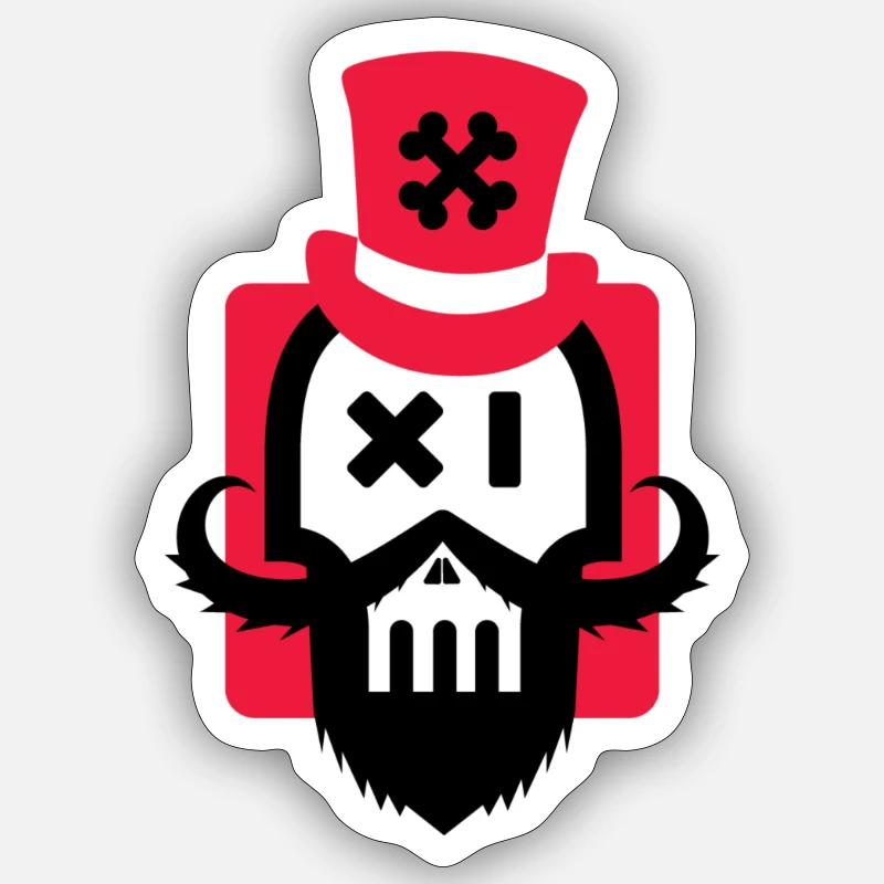 Bartschädel rot - Sticker Größe S (10 x 10 cm) - Mattweiß