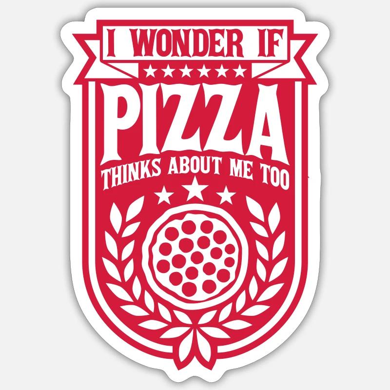 pizza thinks about me - Sticker size S (10 x 10 cm) - white matte