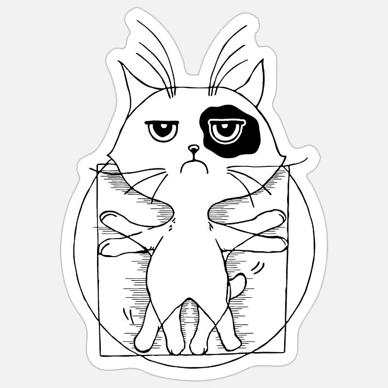 Cat da Vinci - Sticker size S (10 x 10 cm) - white matte
