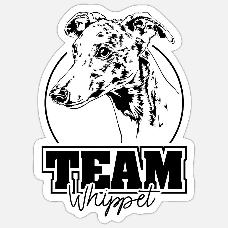 ÉQUIPE WHIPPET Chiens Lévriers Wilsigns - Sticker taille S (10 x 10 cm) - blanc mat