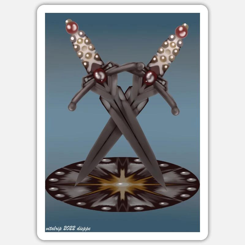 épée-bouclier Sticker taille S (10 x 10 cm)