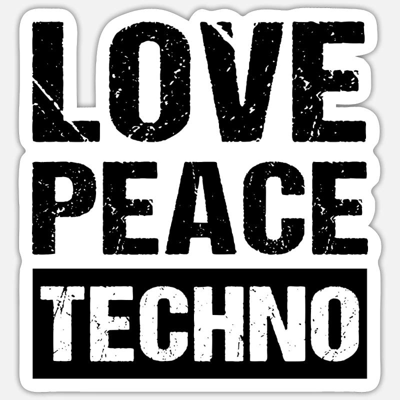 Love Peace Techno - Sticker size S (10 x 10 cm) - white matte