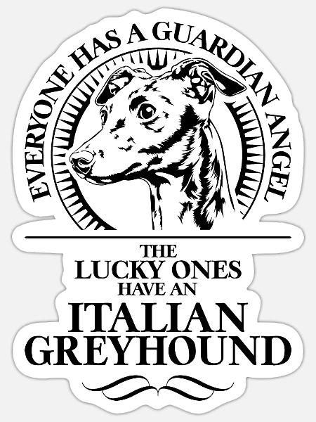 ITALIAN GREYHOUND Guardian Angel Hunde Wilsigns - Sticker Größe S (10 x 10 cm) - Mattweiß