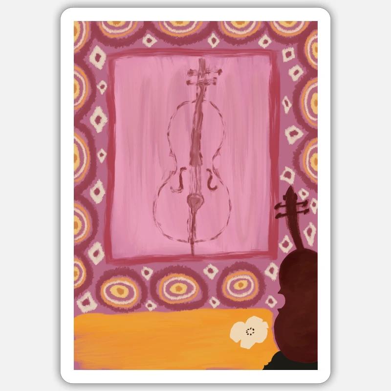 Violon - Sticker taille S (10 x 10 cm) - blanc mat