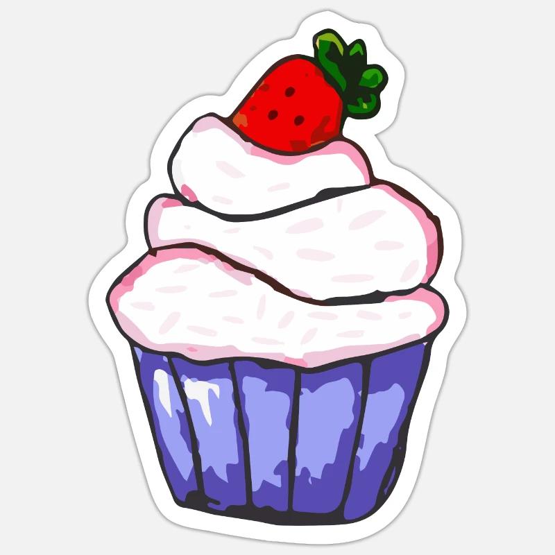 Cupcake - Petit Gâteau - Sticker taille S (10 x 10 cm) - blanc mat