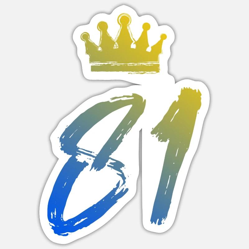 81 Couronne numérique - Sticker taille S (10 x 10 cm) - blanc mat