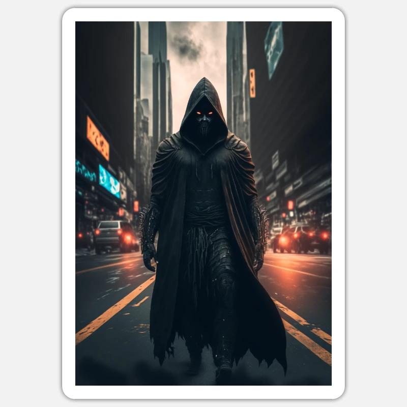 Futuristischer Sensenmann - Sticker Größe S (10 x 10 cm) - Mattweiß