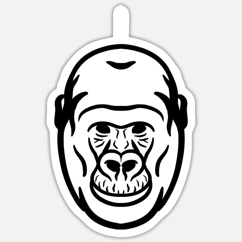Silverback Gorilla black - Sticker size S (10 x 10 cm) - white matte