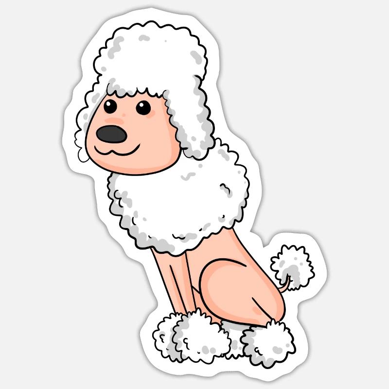 Caniche blanc - Sticker taille S (10 x 10 cm) - blanc mat