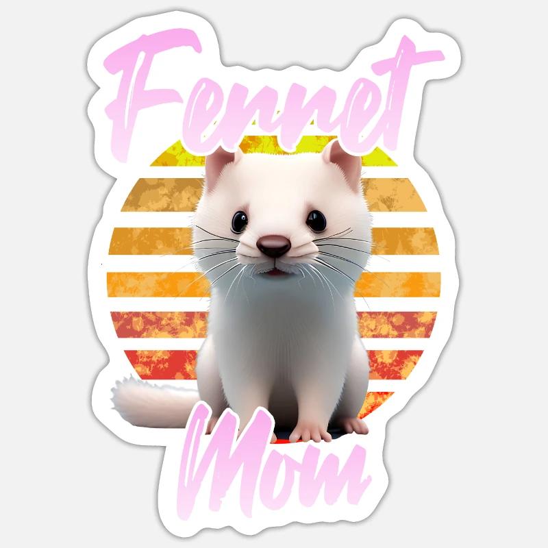 Frettchen Mama - Sticker Größe S (10 x 10 cm) - Mattweiß
