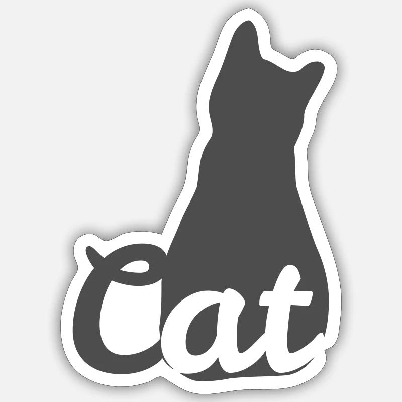 Silhouette de chat avec texte de chat Sticker taille S (10 x 10 cm)