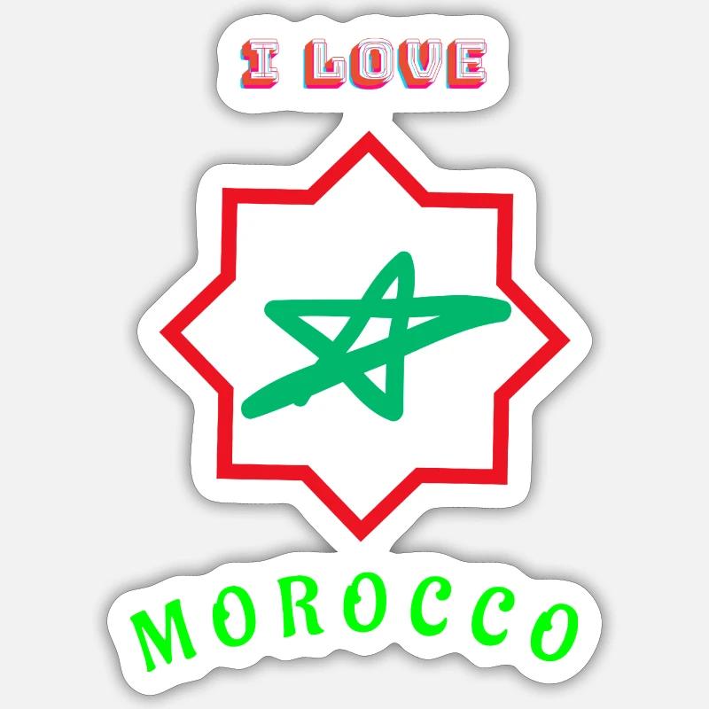 J’aime le Maroc - Sticker taille S (10 x 10 cm) - blanc mat