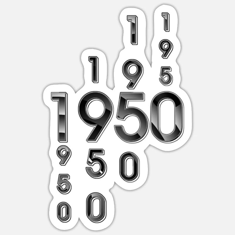 1950 Année - Sticker taille S (10 x 10 cm) - blanc mat