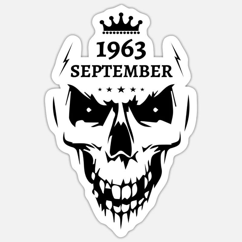 September 1963 Skull - Sticker size S (10 x 10 cm) - white matte
