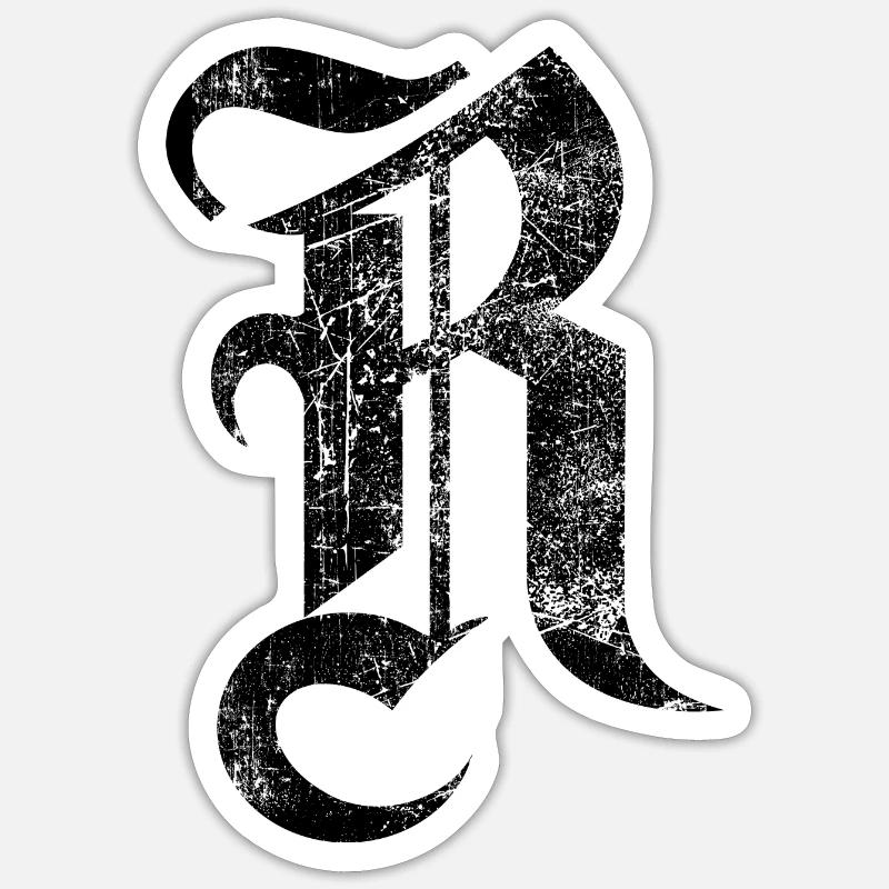 Tshirt alphabet initial R - Sticker size S (10 x 10 cm) - white matte