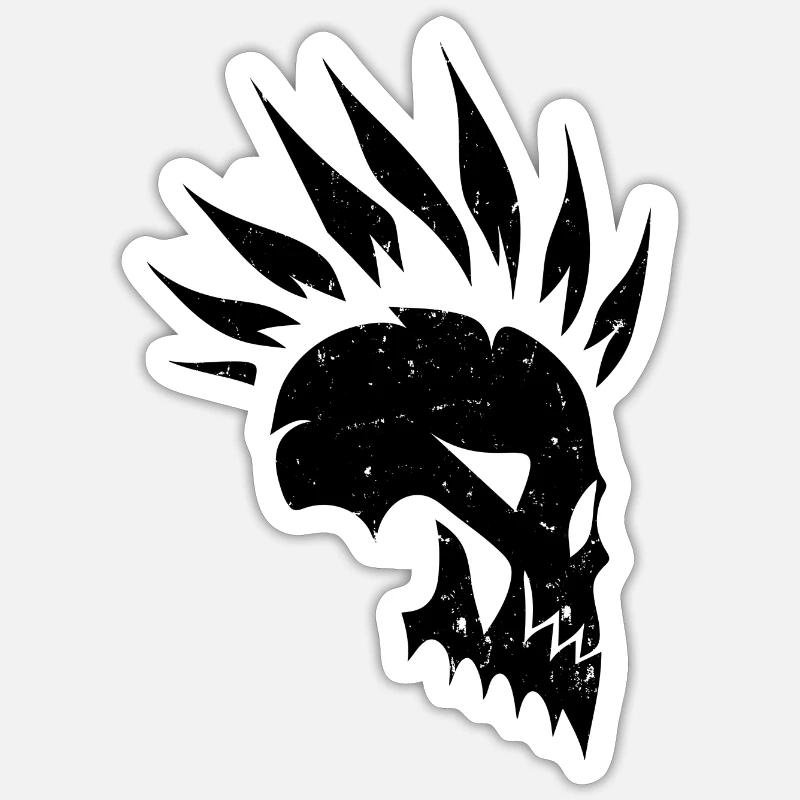 Mowhawk Skull - Sticker size S (10 x 10 cm) - white matte