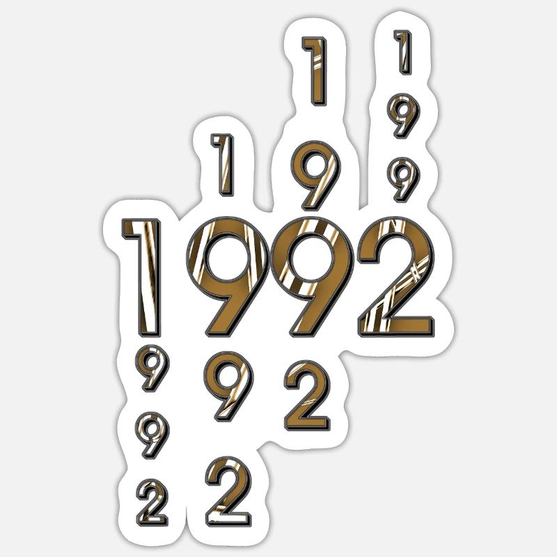 1992 Année - Sticker taille S (10 x 10 cm) - blanc mat