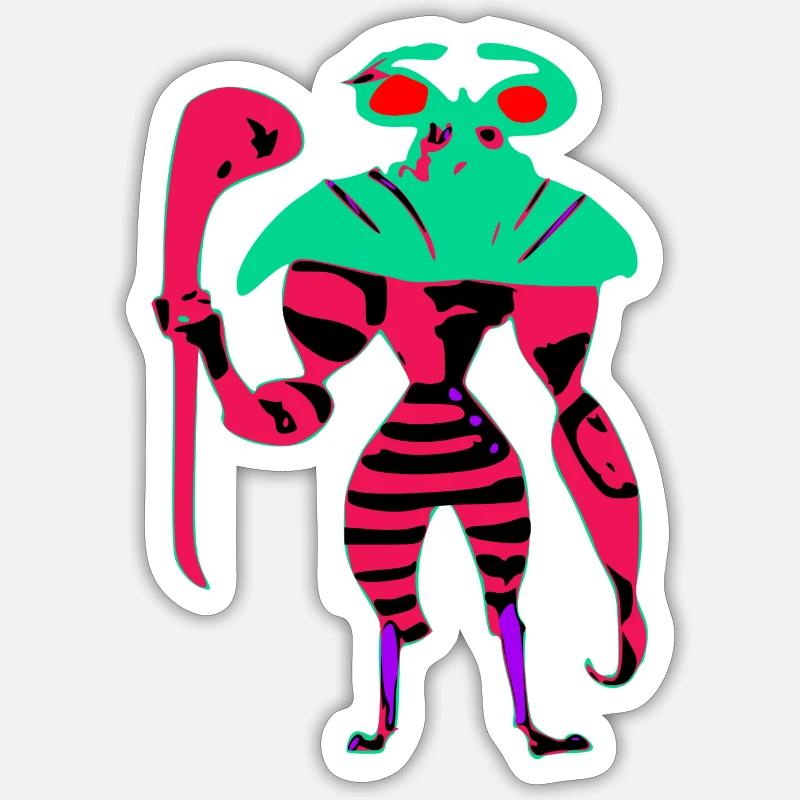 Exo der nette Alien - Sticker Größe S (10 x 10 cm) - Mattweiß
