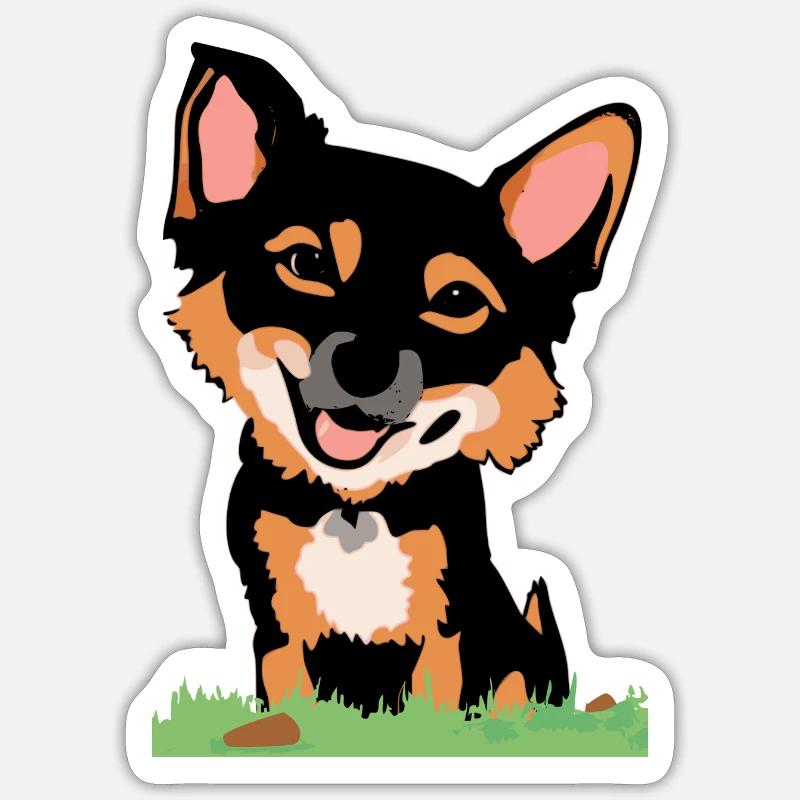 Mignon beau chien Chibi - Sticker taille S (10 x 10 cm) - blanc mat