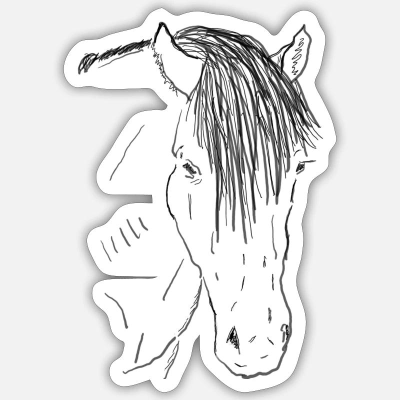 Cheval - Sticker taille S (10 x 10 cm) - blanc mat