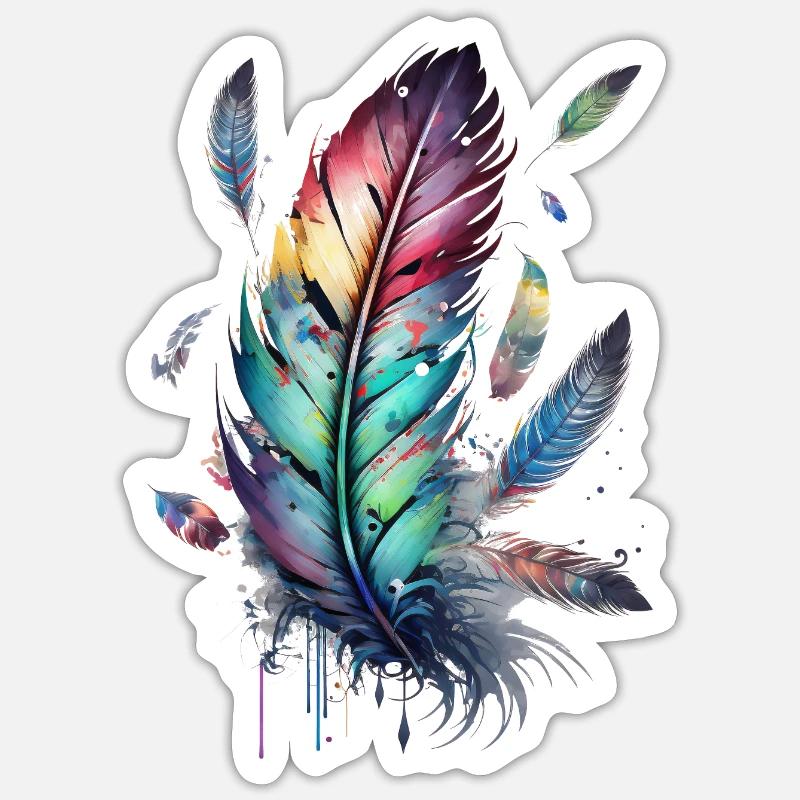 Feathers, Boho, Ethno, Style, Pattern Tribal Indian Sticker size S (10 x 10 cm)