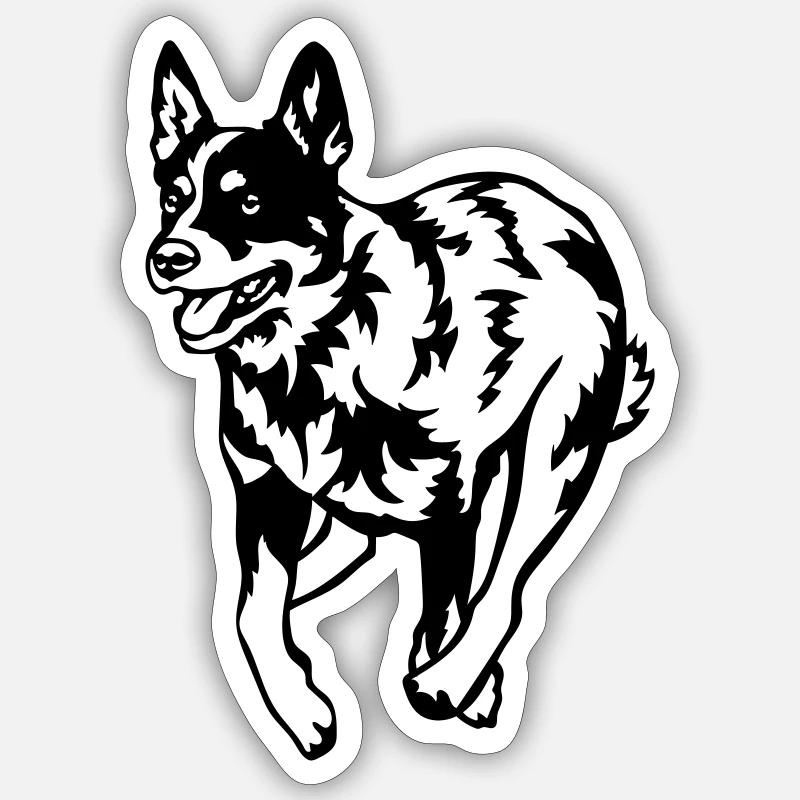 Bouvier australien - Sticker taille S (10 x 10 cm) - blanc mat