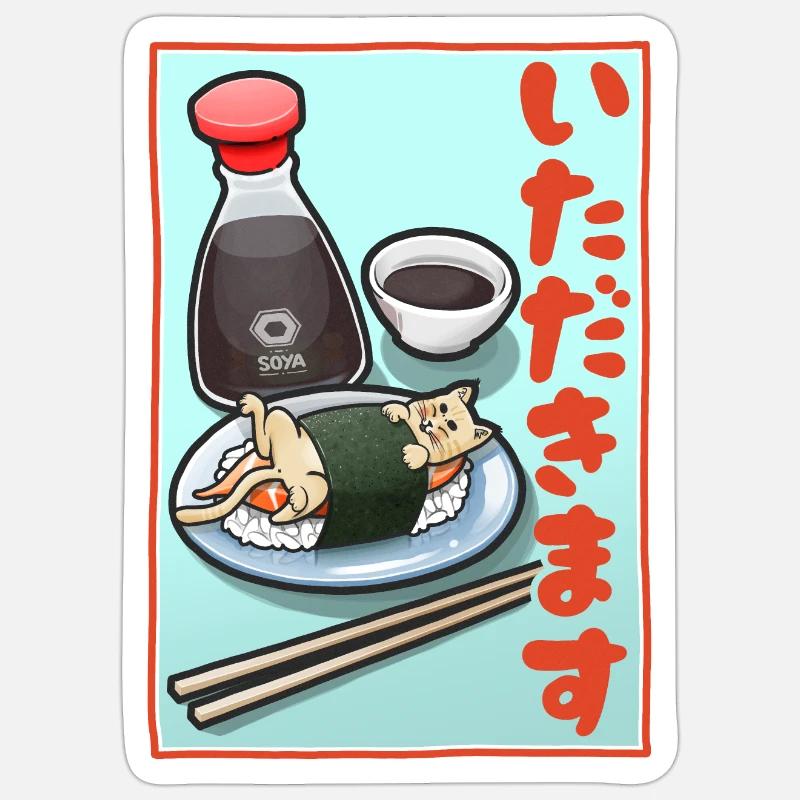 SushiCat - Sticker Größe S (10 x 10 cm) - Mattweiß