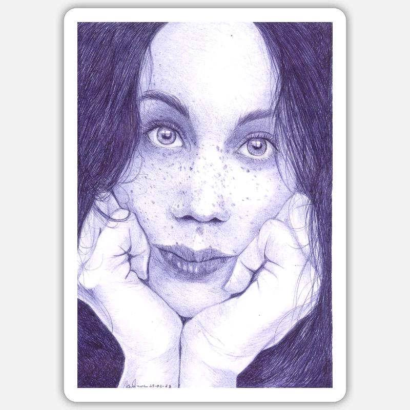 Woman's face - Sticker size S (10 x 10 cm) - white matte