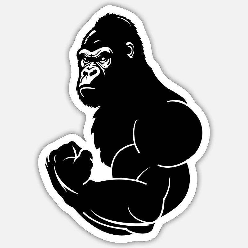 gorilla strong - Sticker Größe S (10 x 10 cm) - Mattweiß