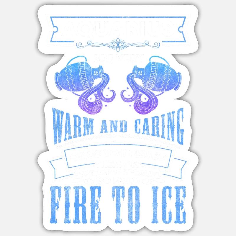 Verseau Janvier Mois de naissance - Sticker taille S (10 x 10 cm) - blanc mat