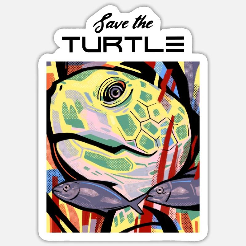 Turtle art work design - Sticker Größe S (10 x 10 cm) - Mattweiß