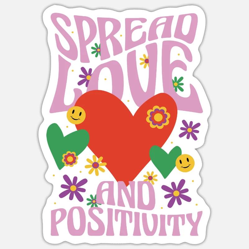 Amour et positivité - Sticker taille S (10 x 10 cm) - blanc mat