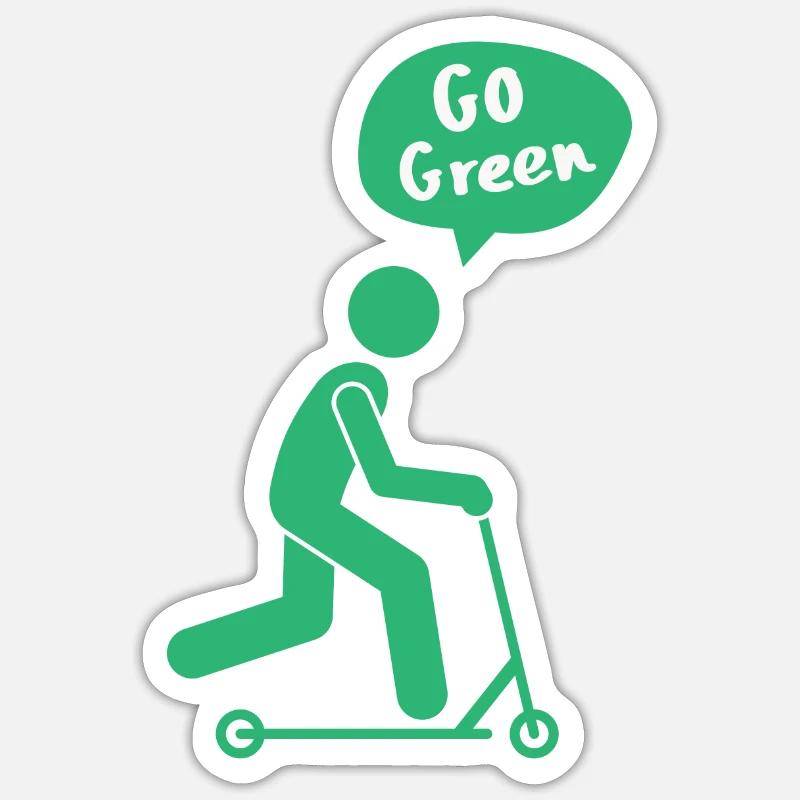 Go Green E-Scooter - Sticker taille S (10 x 10 cm) - blanc mat