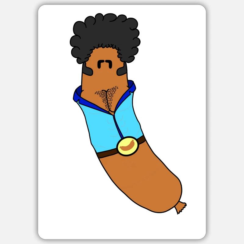 Frank, la saucisse funky et impertinente - Sticker taille S (10 x 10 cm) - blanc mat