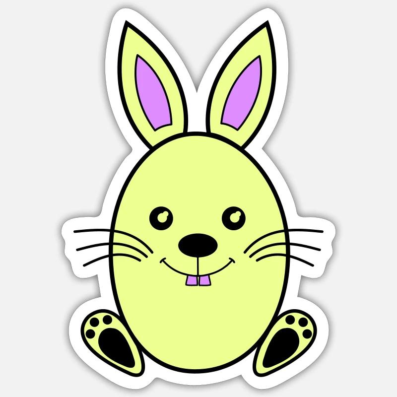 Lapin de Pâques - Sticker taille S (10 x 10 cm) - blanc mat