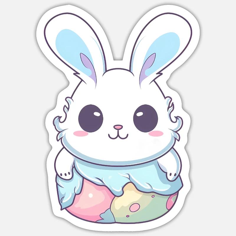 Lapins de Pâques pastel - Sticker taille S (10 x 10 cm) - blanc mat