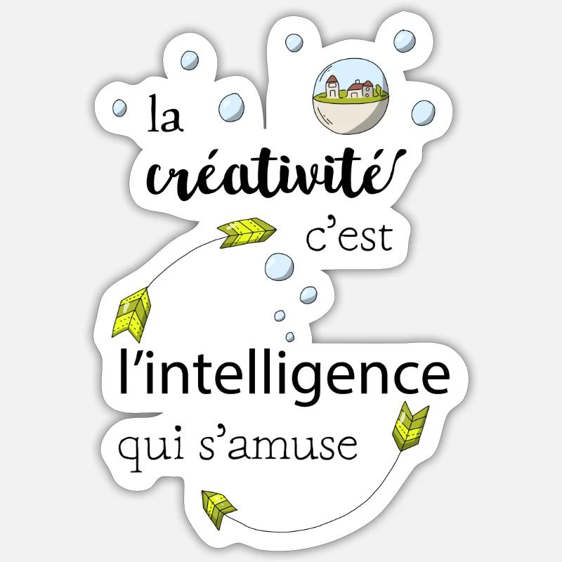 La créativité c'est l'intelligence qui s'amuse - Sticker taille S (10 x 10 cm) - blanc mat