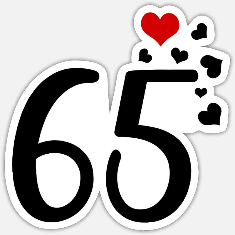 65e anniversaire cœurs 65 - Sticker taille S (10 x 10 cm) - blanc mat