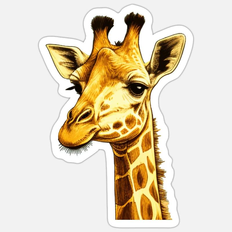 Giraffenkopf Geschenk - Sticker Größe S (10 x 10 cm) - Mattweiß