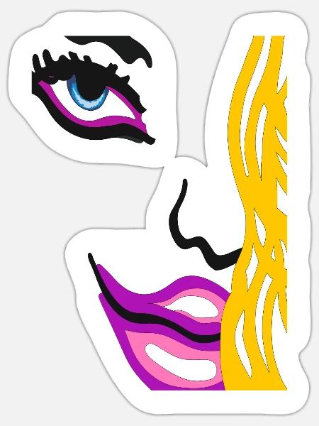 Augen auf Gesicht Graffiti Stil - Art Face - Sticker Größe S (10 x 10 cm) - Mattweiß