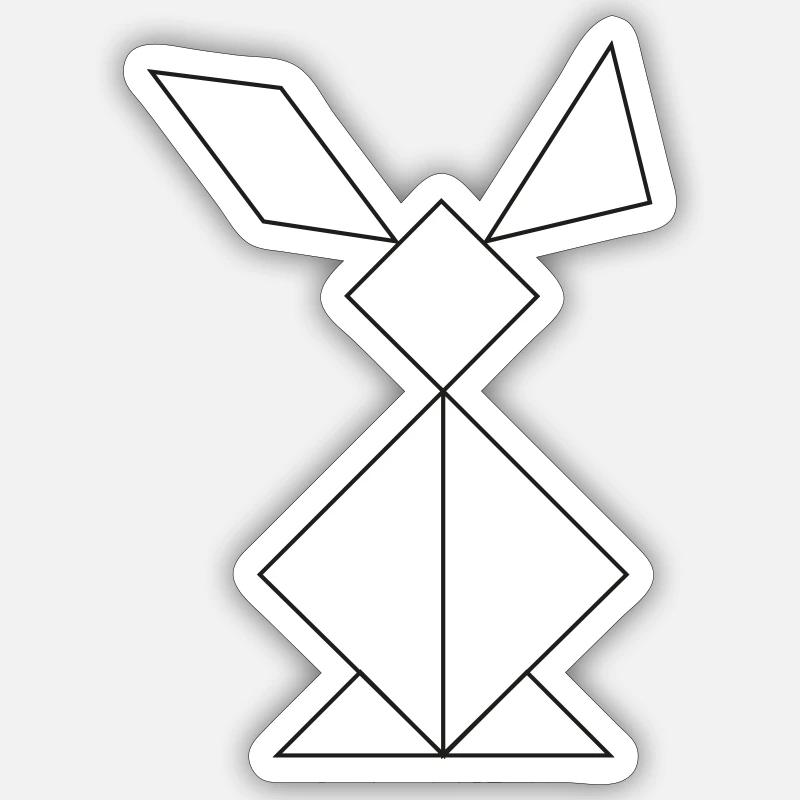 Rabbit Tangram – Fine Art - Sticker size S (10 x 10 cm) - white matte