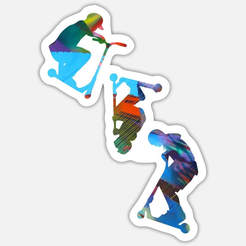 Stuntscooter,Trickscooter,tricks,stunt,e-scooter - Sticker taille S (10 x 10 cm) - blanc mat