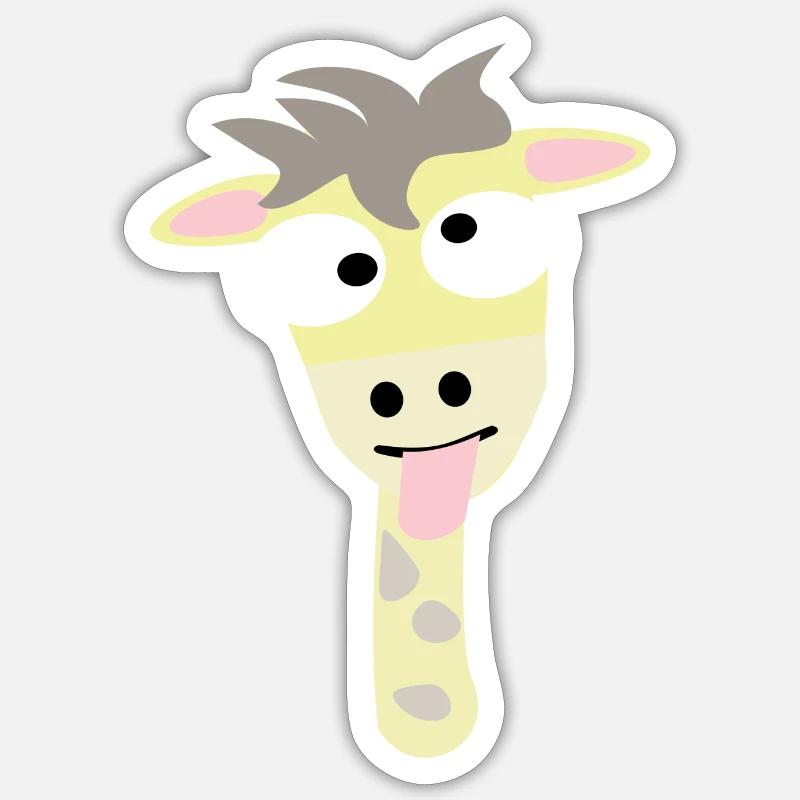 Crazy giraffe head - Sticker size S (10 x 10 cm) - white matte