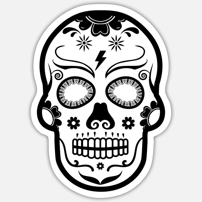 Crâne mexicain - Sticker taille S (10 x 10 cm) - blanc mat
