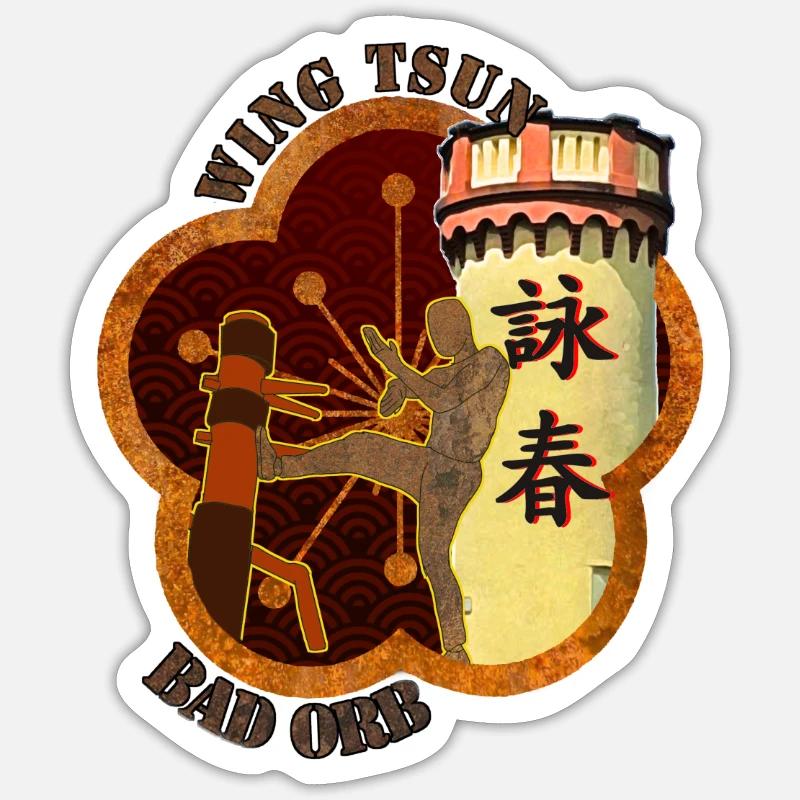 WingTsun WT-Schule Bad Orb - Design 3 - Sticker Größe S (10 x 10 cm) - Mattweiß